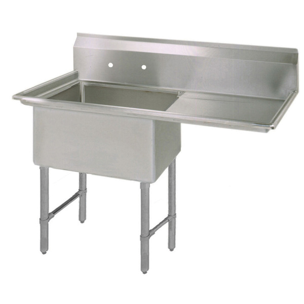 Bk Resources 29.8125 in W x 50.5 in L x Free Standing, Stainless Steel, One Compartment Sink BKS-1-24-14-24RS